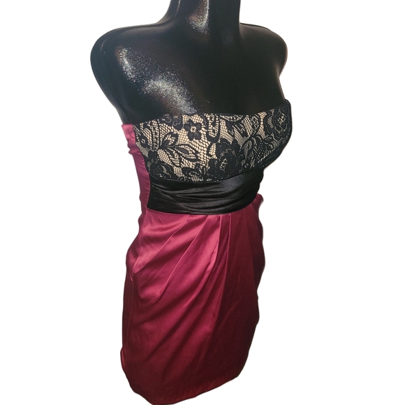 G.L.A.M Pink & Black Strapless Party Dress Sz.S - Picture 3 of 6